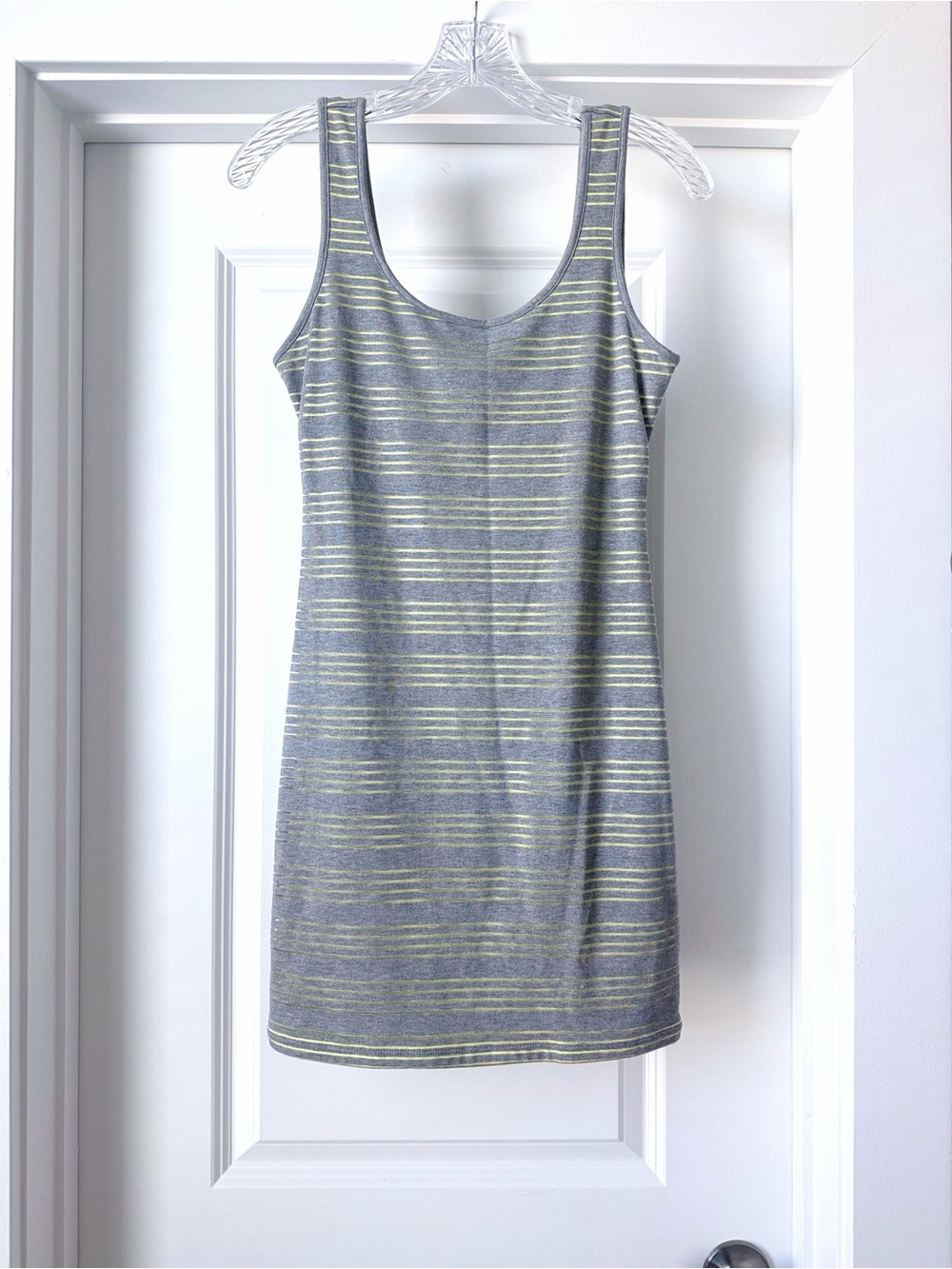 GUESS Women’s Soft Striped Grey & Neon Tank Dress Sleeveless Sun Dress